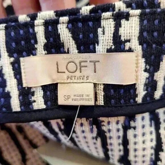 Loft Women's Black & White Cotton/Poly Geometric Print Asymmetrical Wrap Pencil - Picture 13 of 13